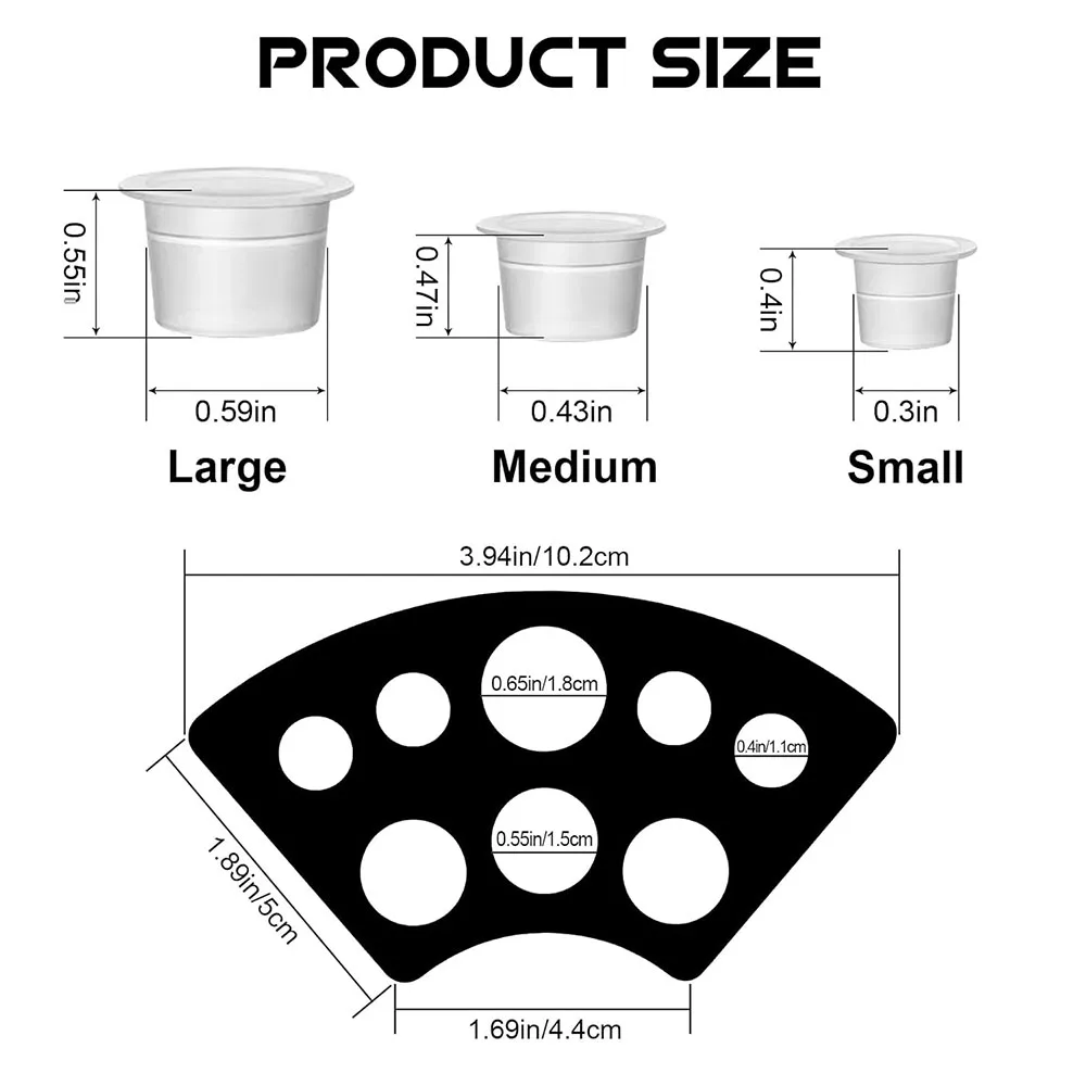 600pcs Mixed Tattoo Ink Caps With 1/3PCS Cup Holder Stand Disposable Pigment Container Permanent Makeup Tattoo Accessories