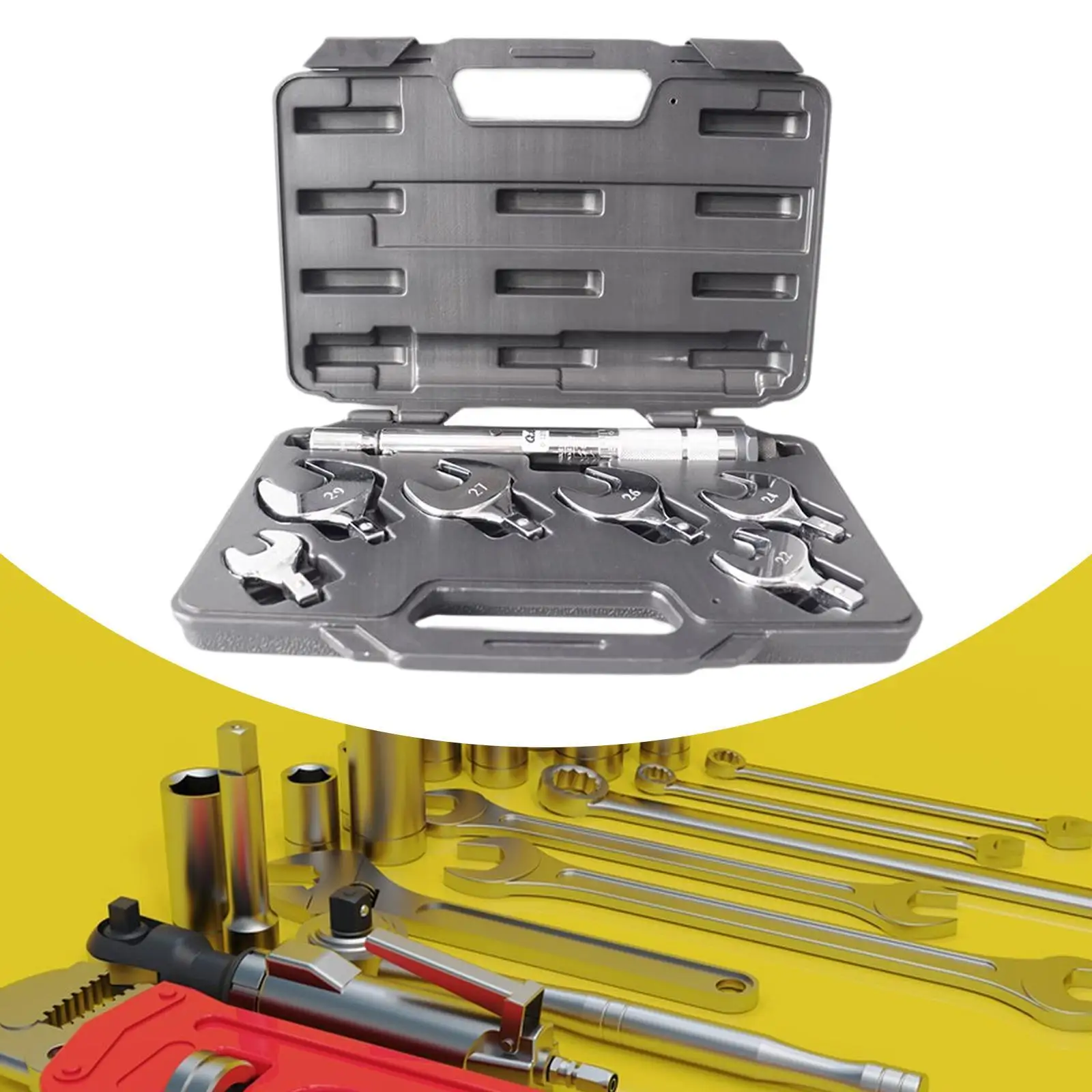 

Torque Wrench Head Adjustable Disassembly Maintenance Portable Sturdy Multifunctional with Organizer Box Open End Torque Wrench
