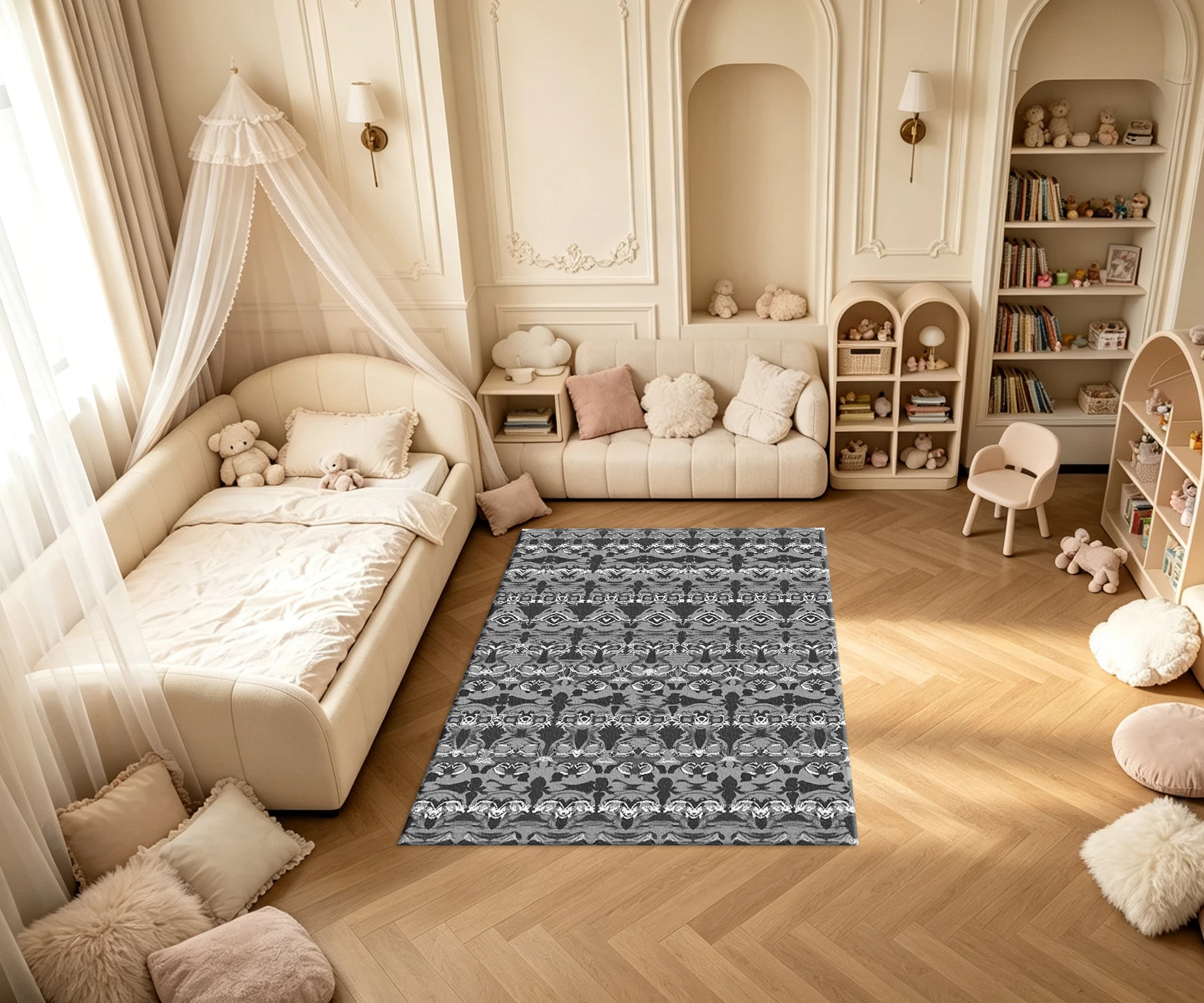 Grey Black Vertical Stripe Ethnic Tribal Carpet Flooring Bohemian Household Indoor Decor Floor Rug