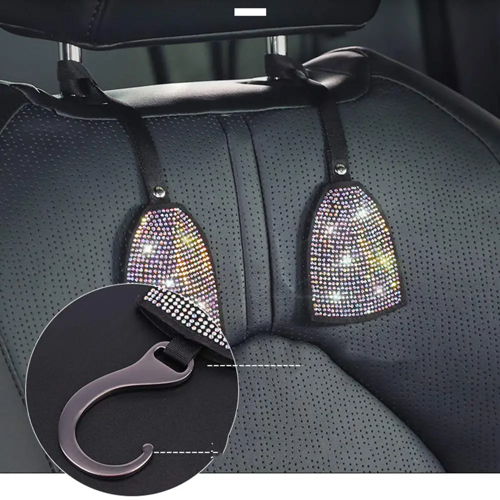 2PCS Bling Bling Universal Car Hooks Car Back Seat Hooks Vehicle Car Headrest Hooks Hanger for Hanging Purse, Bag