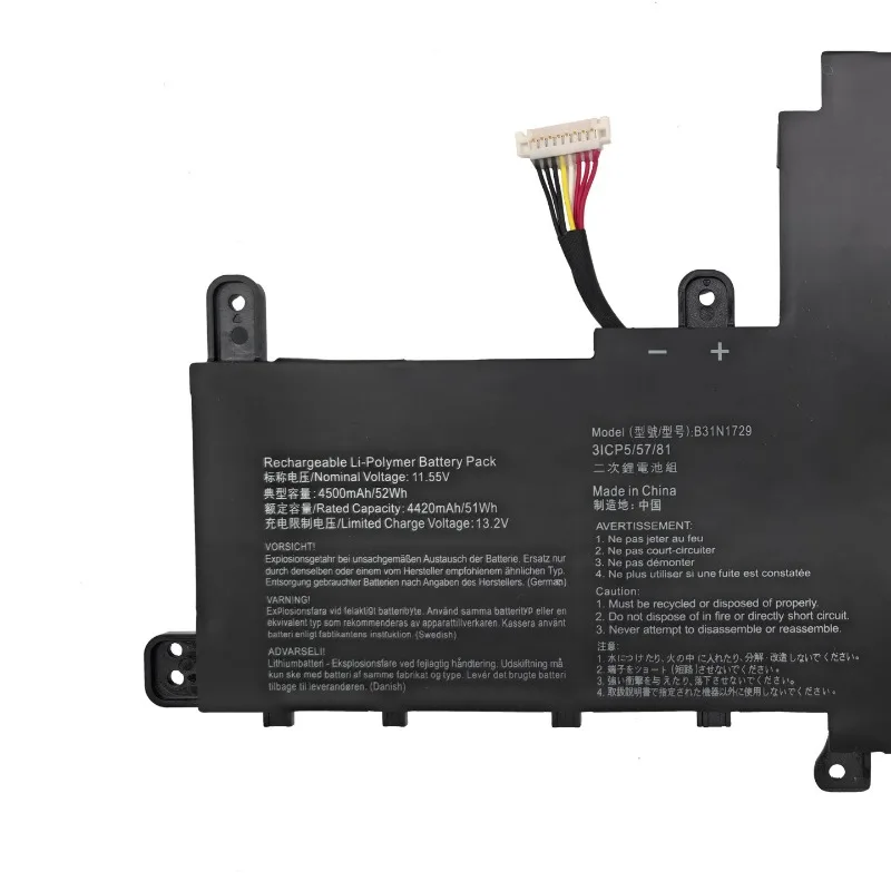 High Capacity B31N1729 Laptop Battery 11.55V 52Wh 4500mAh for Asus VivoBook S15 X530UA X530UF X530FA S530 S530U S530UF S530FA