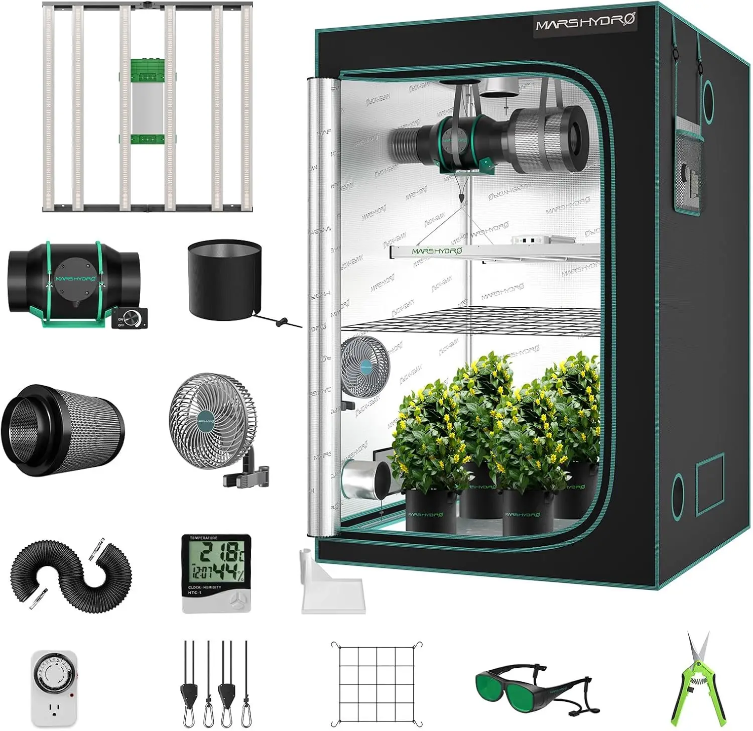 4x4 Smart Grow Tent Kit Complete System,480W FC-E4800 APP WiFi Control Light 2646pcs LED