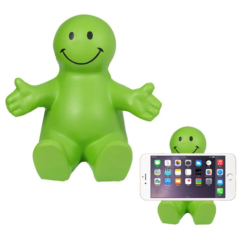

Funny Pu Foam Smiley Man Decompression Mobile Phone Holder Sponge Decompression Venting Little Man Grip Ball Holder
