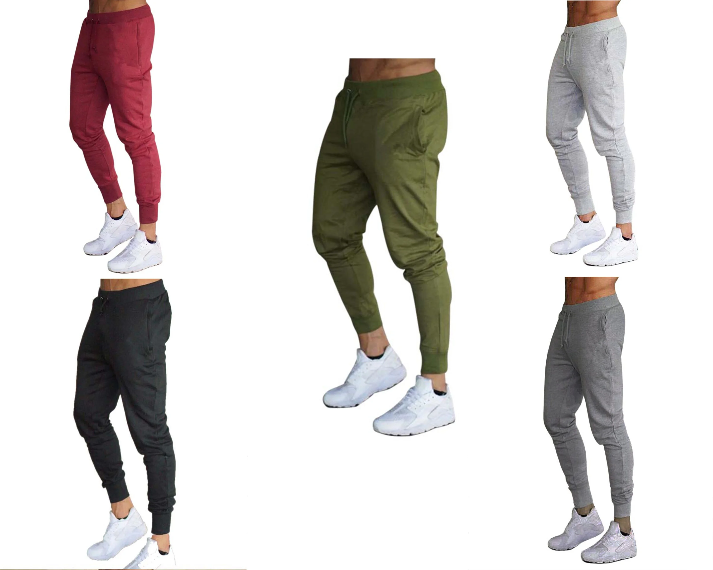 

Men's Fashion Pure Color Joggers Gym Fitness Casual Long Pants Workout Skinny Sweatpants Loose Elastic Waist Tracksuit Trousers