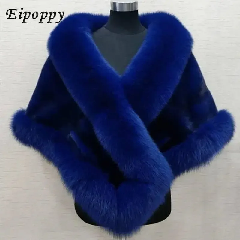 Imitated Mink Fox Fur Imitation Fur Shawl Women\'s Cape Imitation Fur Coat plus-Sized Dress Shawl