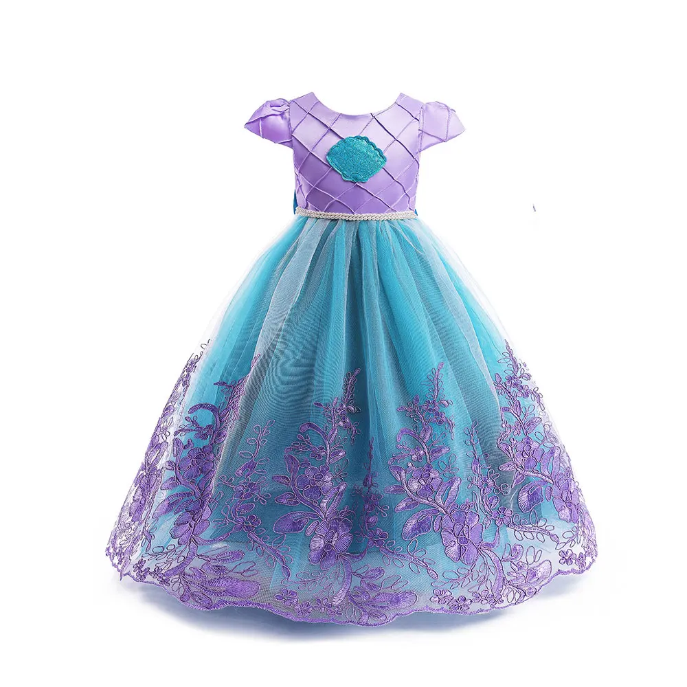 Vestido de princesa bonito e barato para meninas, traje de aniversário, Tiana Rapunzel, Moana Cosplay, vestido Halloween Elsa Aurora