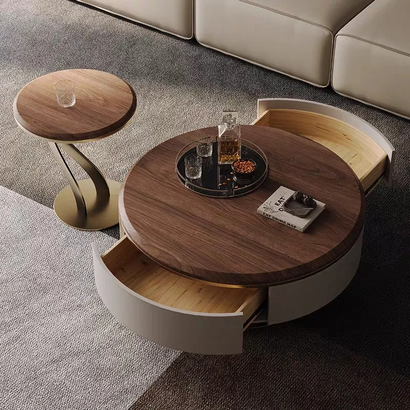 

High-end Living Room Household Antique Ash Wood Mother and Child Coffee Table Designer Coffee Table Side Table