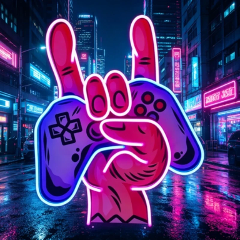 LED Neon Sign Game Controller Handheld Rock Neon Lights, USB Powered Neon Lights for Game Room Wall Decoration