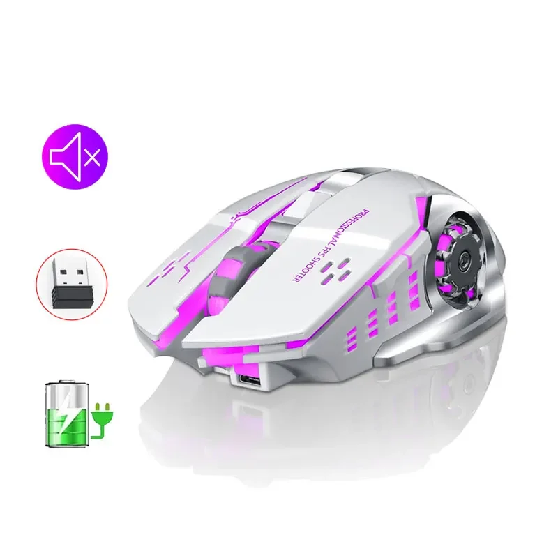 Gaming Wireless Mouse Rechargeable Silent Cool Breathing Lamp Design Ergonomic Computer Responsive For Laptop PC Macbook Office