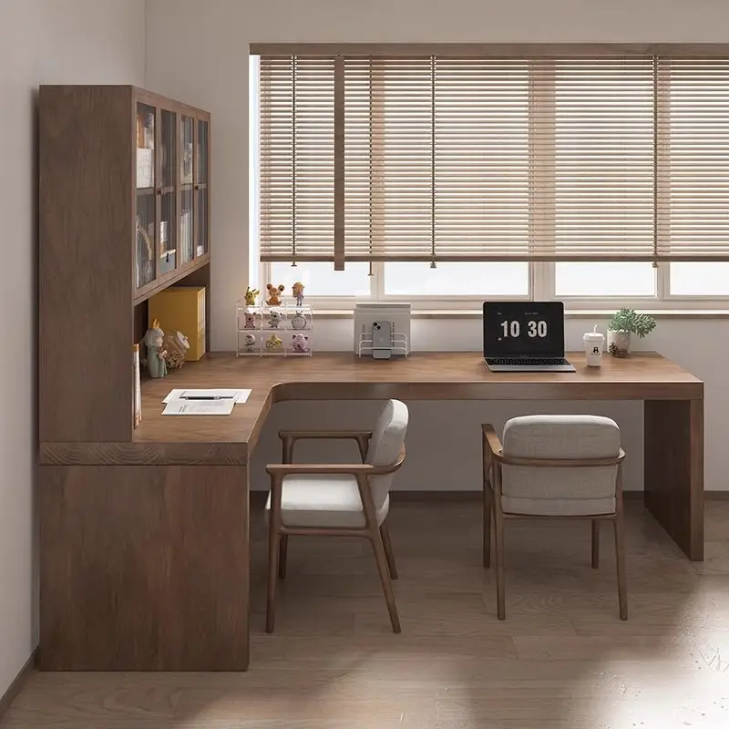 

HYS all solid wood corner desk bookshelf bookcase bedroom office student writing computer desk corner against the wall