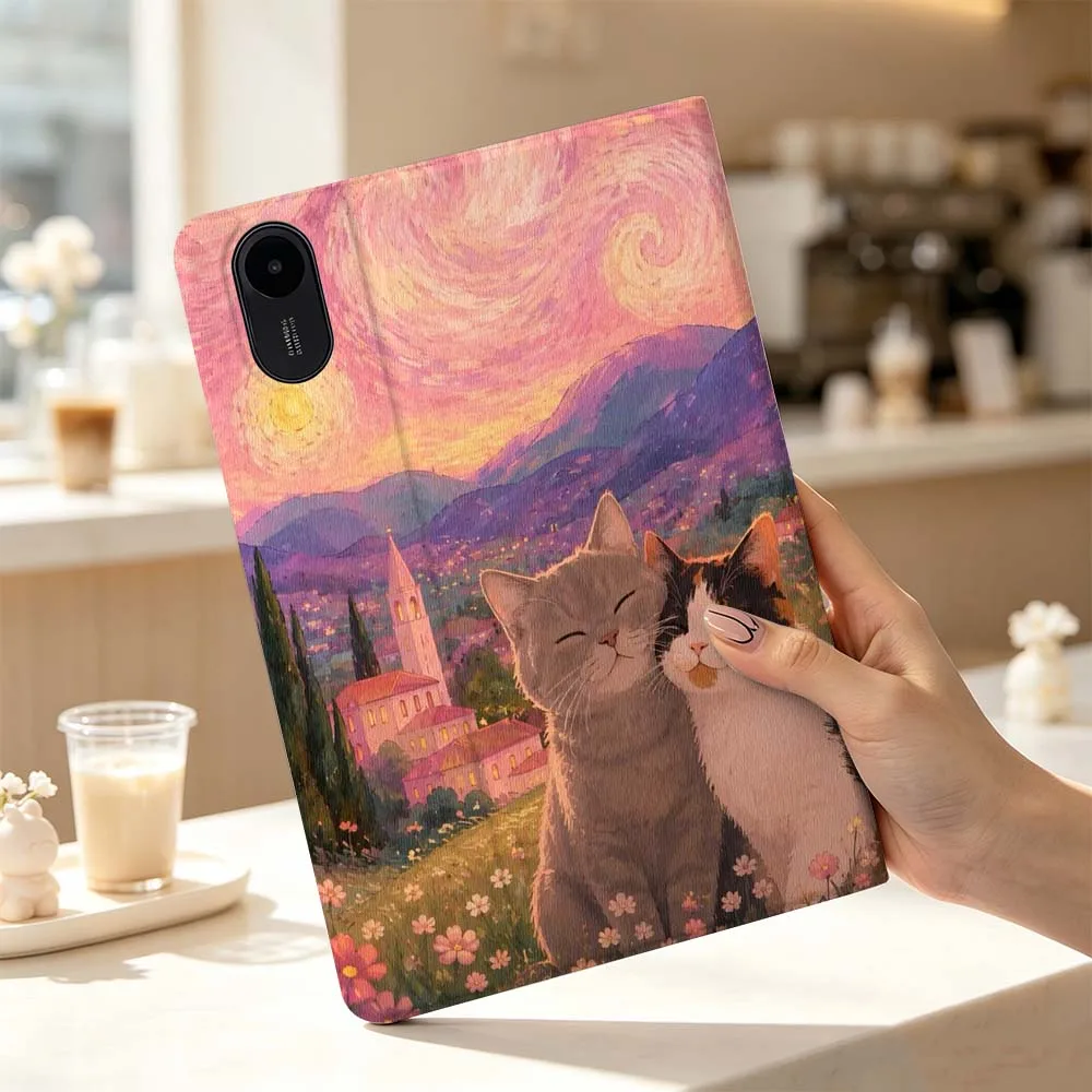 Cartoon Starry Sky Cat For Xiaomi Poco Redmi Pad 8 2 4 5 6 6S 7 7S SE Pro Max 14 11 8.7 11.2 12.5 Inch Tablet Case Fashion