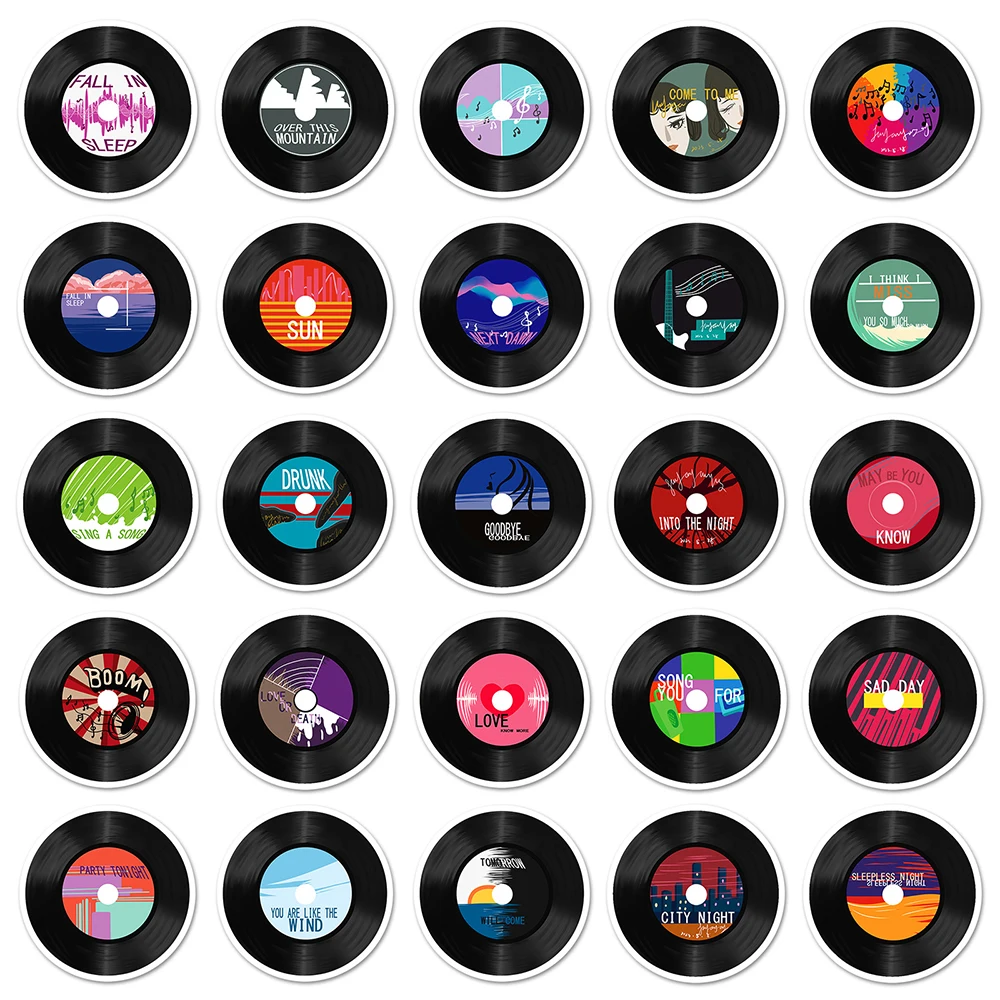 10/30/50pcs Cool Music Record Aesthetic Stickers for Kids Toys Waterproof Graffiti Skateboard Fridge Cute Vinyl Sticker Packs