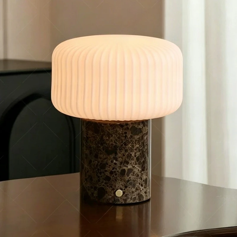 Middle Ancient Style Retro Floor Lamp Marble Lamp Body Desk Lamp Designer Touch Charging Bedroom Bedside Atmosphere Night Light