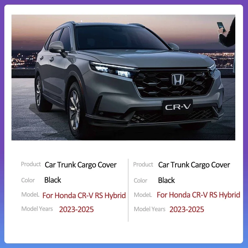 For Honda CR-V CRV CR V 6 RS Hybrid 2023 2024 2025 Rear Trunk Cargo Cover Retractable Luggage Curtain Accessorie Shield Shade