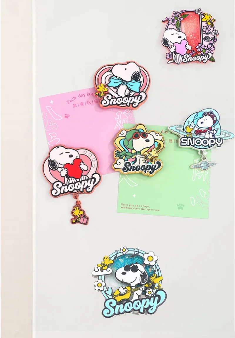 2024 New Genuine Snoopy Refrigerator Sticker with Childhood Cartoon Refrigerator Decoration Drawing, Flowing Sand Sliding Metal