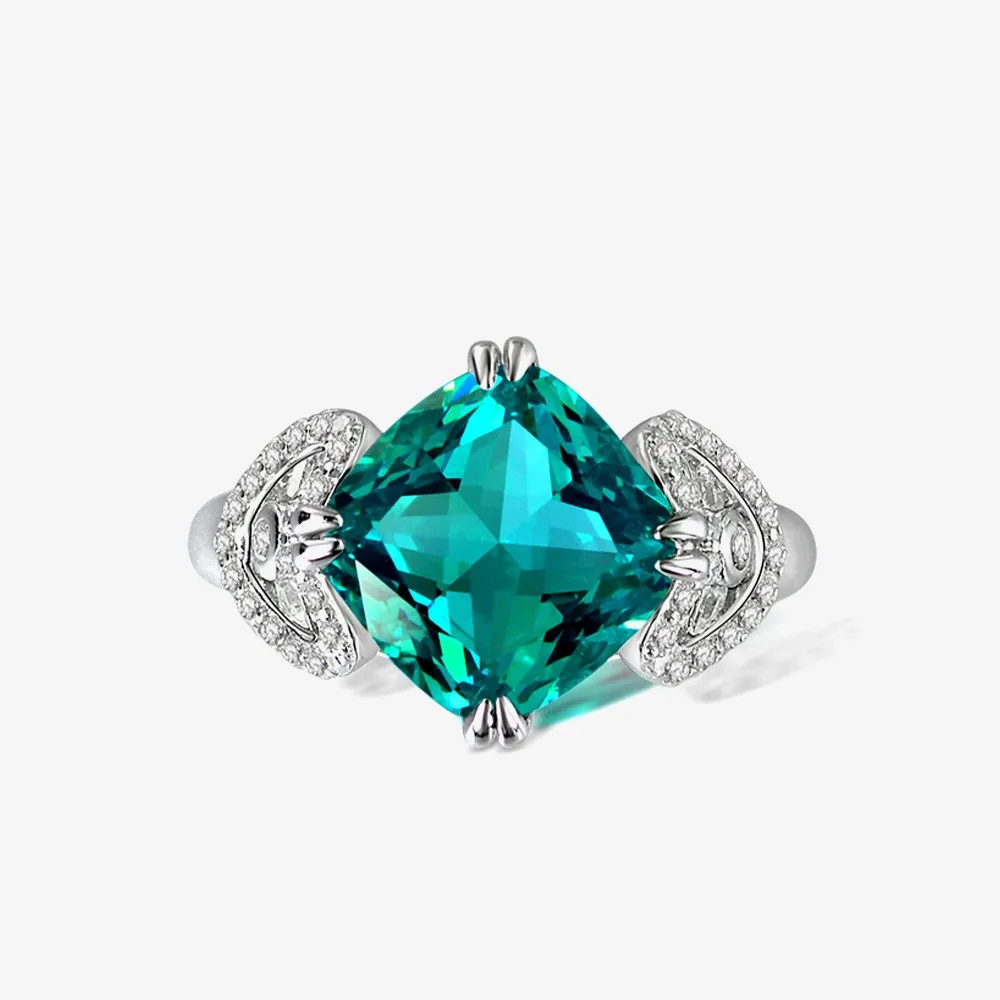 Luxury Women's Green Tourmaline Ring Sparkly Extremely Beautiful CZ Zircon Ring Fashion Anniversary Gifts 925 Silver Jewelry