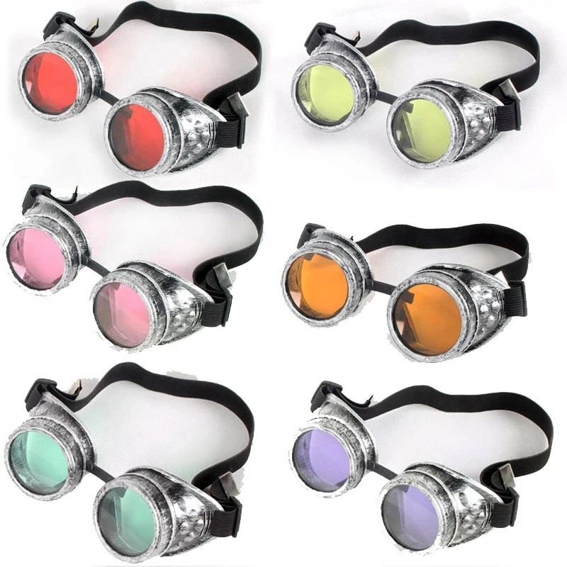 Vintage Steampunk Glasses Adult Cosplay Eyewear Goggles Halloween Decorations Heavy Metal Driver Goggles Eclipse Lenses Unisex