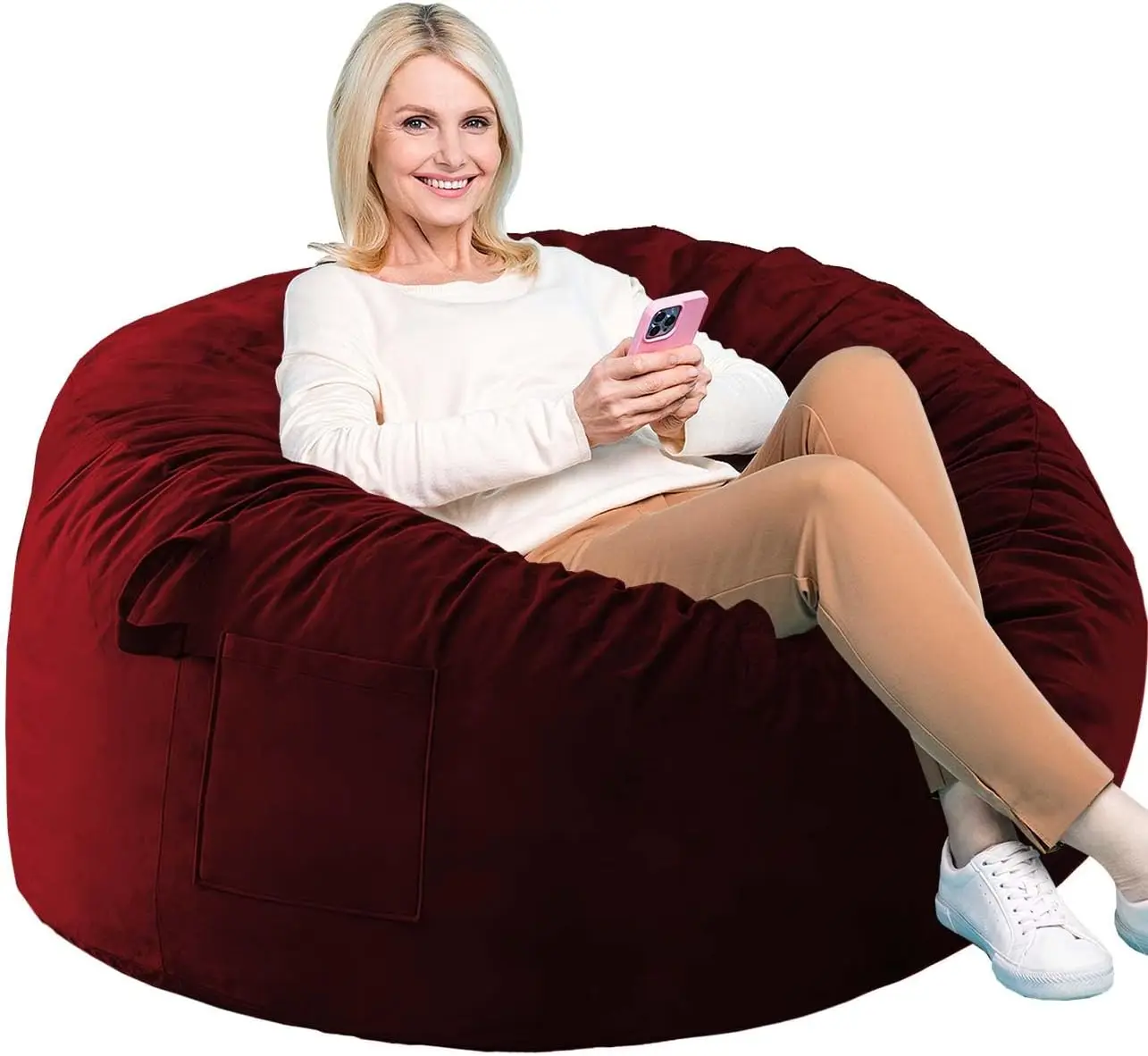 

Memory Foam Bean Bag Chair, Soft Velvet Lazy Sofa for Adults Teens Kids, High-Rebound Support for Living Room Bedroom Dorm