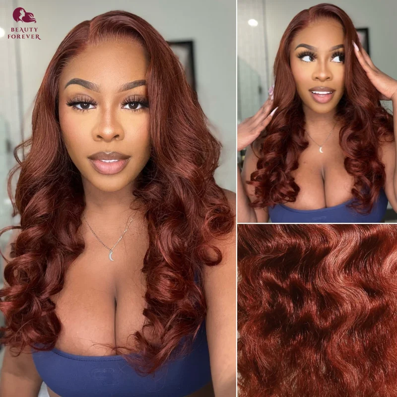 

Beautyforever 3D Body Wave Reddish Brown Glueless Lace Front Human Hair Wig 13x4 7x5 Pre Everything Put and Go Remy Hair Wig