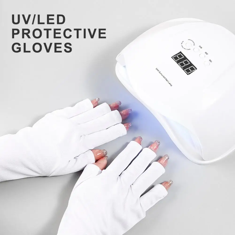 Luvas leves para meninas, Luvas de proteção UV LED portáteis, Luvas de proteção UV práticas sem dedos 1 par