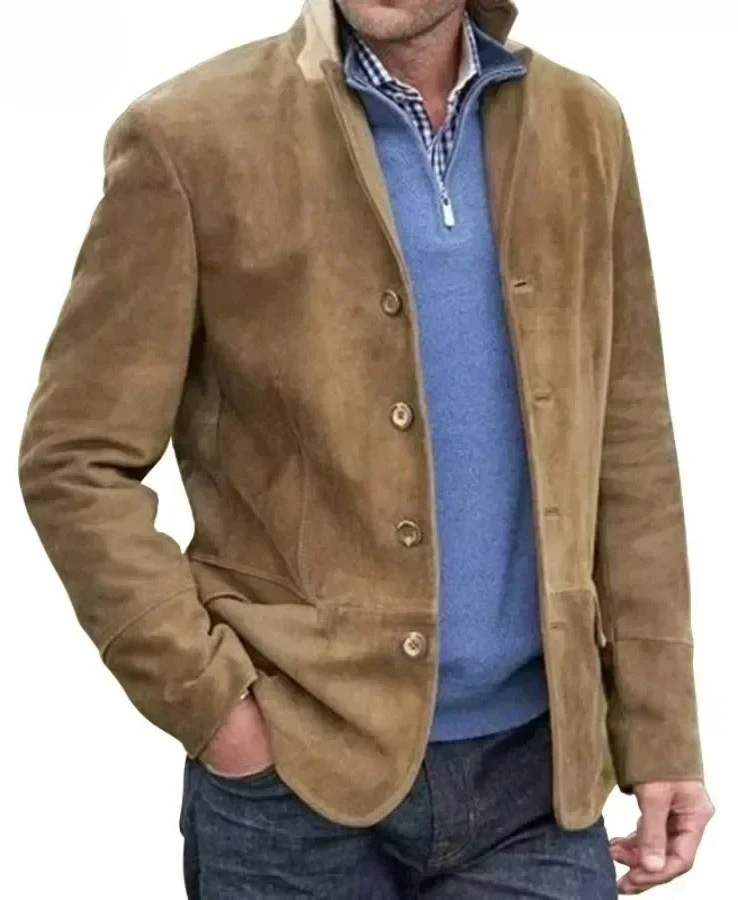 

Мужская повседневная куртка в винтажном стиле с лацканами