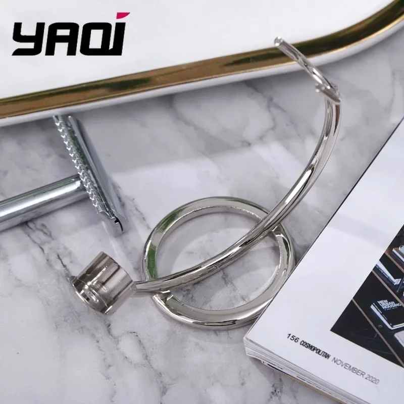 YAQI Chrome Color Mens Safety Razor Stand Holder for Straight Razors - Bathroom Accessory