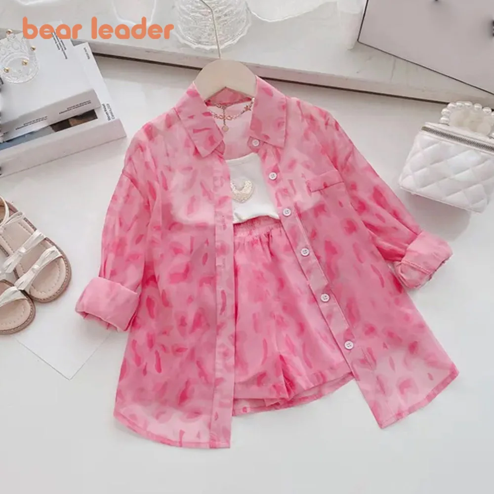 Bear Leader Girls Clothing Sets Summer Children Sunscreen Jacket + Shorts Two-piece Set Girls Thin Section Children Clothing