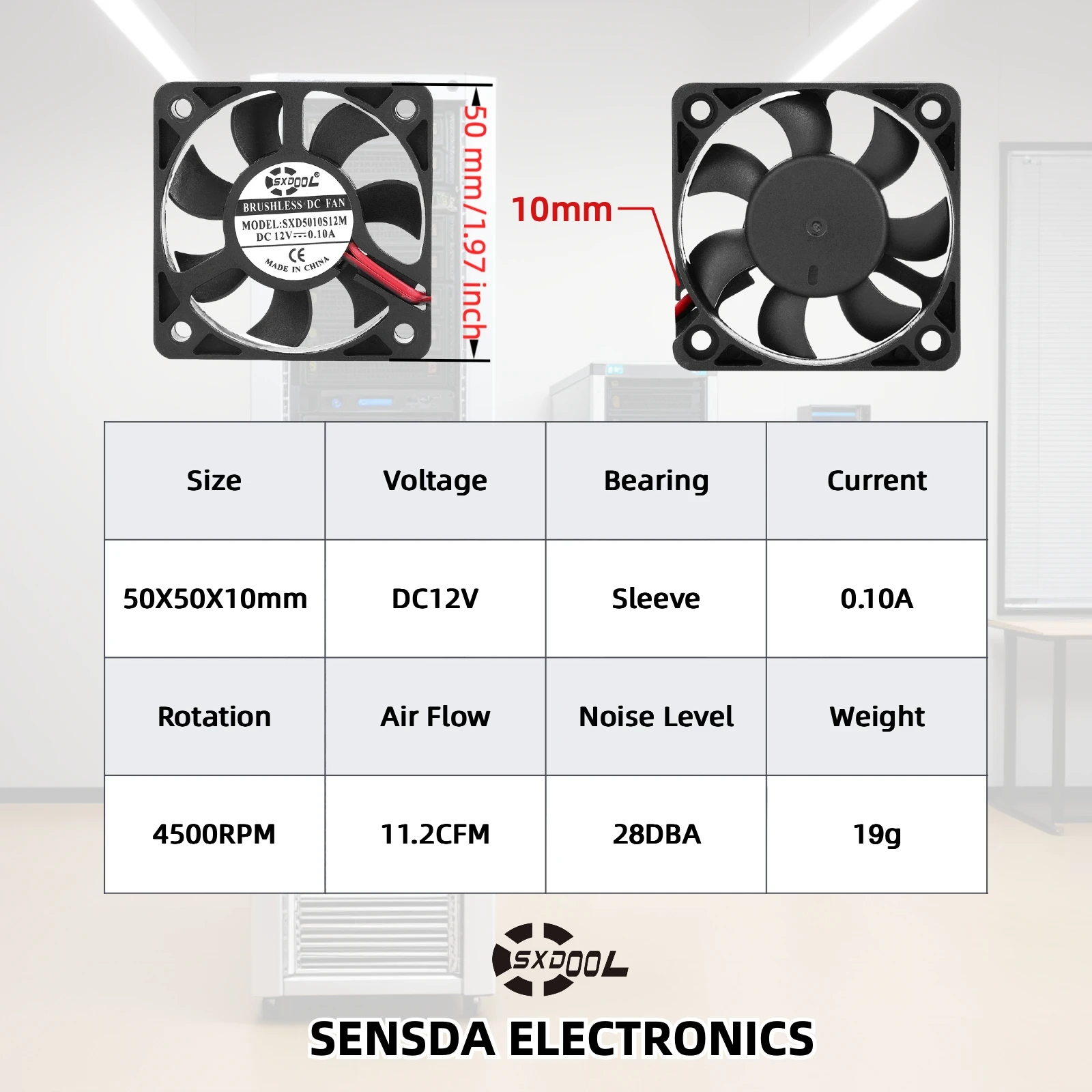 4010 5010 6010 40mm 50mm 60mm DC Brushless Silent Cooling Fans, 12V/24V, 10mm Thin Quiet with Oil Bearing for PC, Electronics,