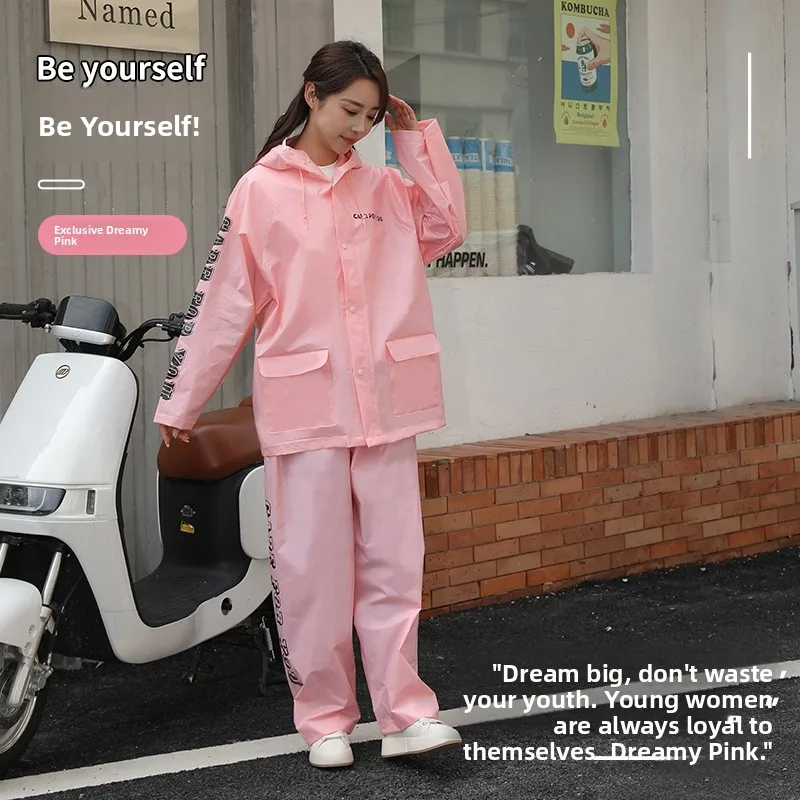 

Ultra-Thi Portable Men's Raincoat Wfle Fabric Separate Design Couple's Rainwear Set Convenient for Outdoor Activities