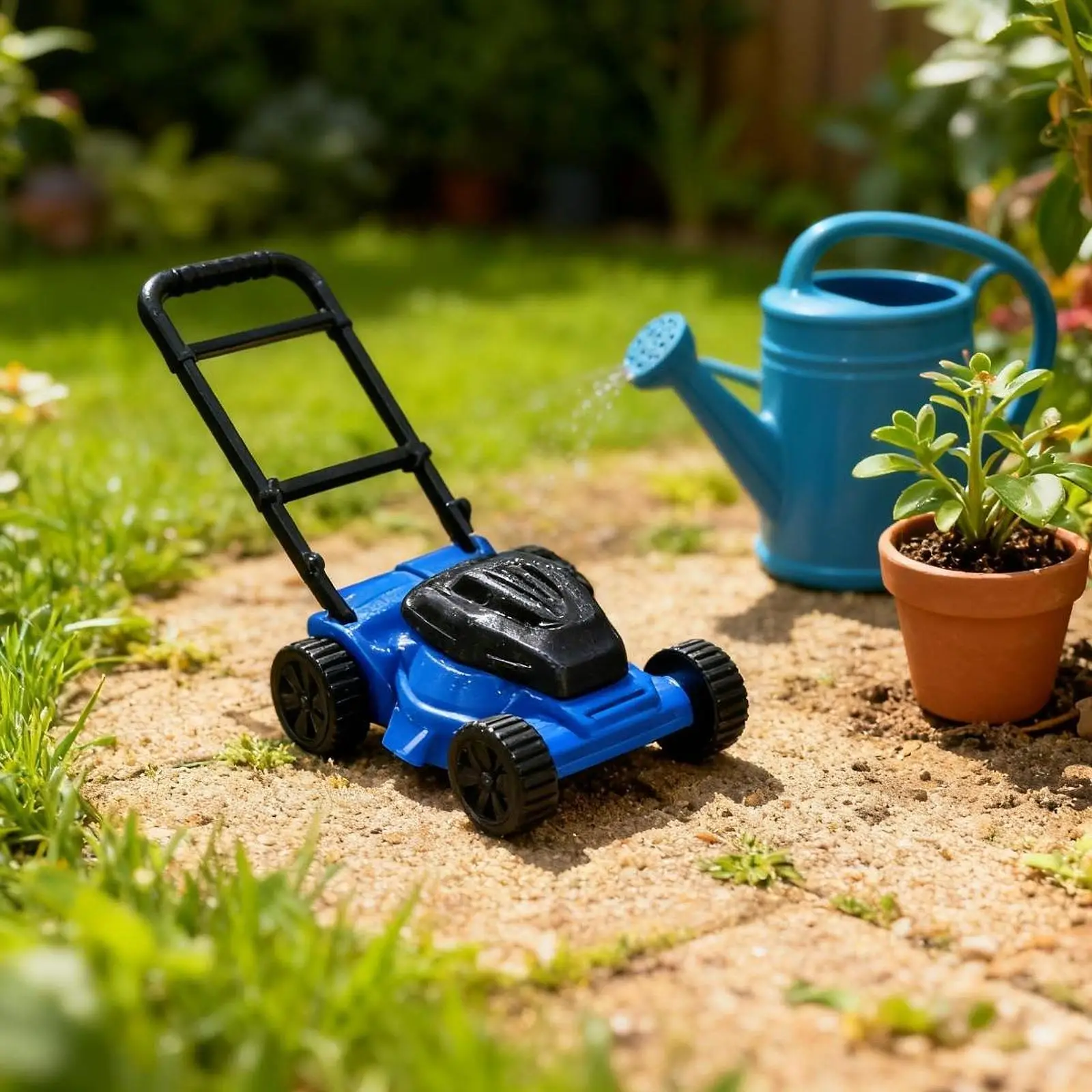 Doll House Mini Lawn Mower Model Plastic Miniatures DIY Craft Scene Ornament for Party Supplies and Home Decor