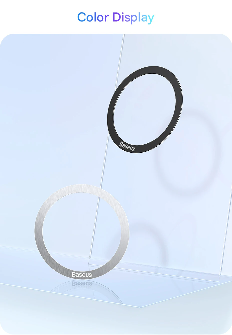 Baseus 2 Stück magnetische Metallplatten-Aufkleberringe für kabelloses Ladegerät, Telefonhalter für iPhone 17 Air 16 15 Pro Max, Ladering – Detail 9