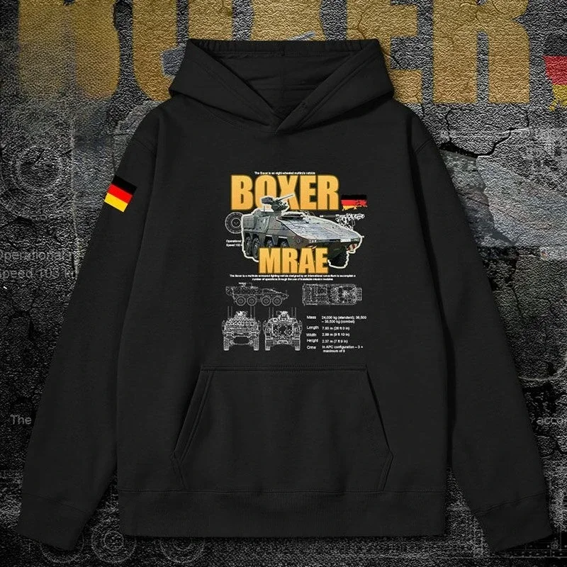 

German Army Boxer Armored Personnel Carrier Military Army Hooded Sweater Men's and Women's Autumn and Winter Casual Pullover Y2K