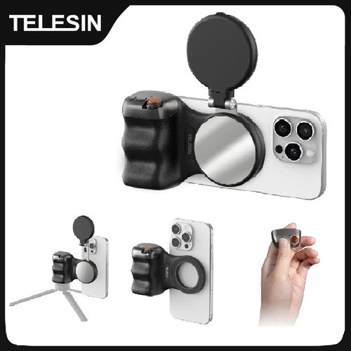 TELESIN-empuñadura magnética para cámara de teléfono, soporte para teléfono, ayuda de disparo, mango de Control remoto para teléfono inteligente, iPhone y Android