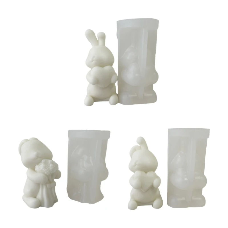 

DIY Bunny Candle Silicone Mold Cute Rabbit Gypsum Aromatherapy Candle Epoxy Resin Mould Easter Party Home Desktop Ornament