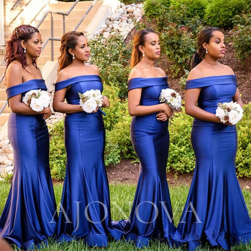 

Royal Blue Satin Bridesmaid Dresses for Wedding Bridesmaids Dress for Wedding Party Formal Off the Shoulder Elegant Gowns Guest