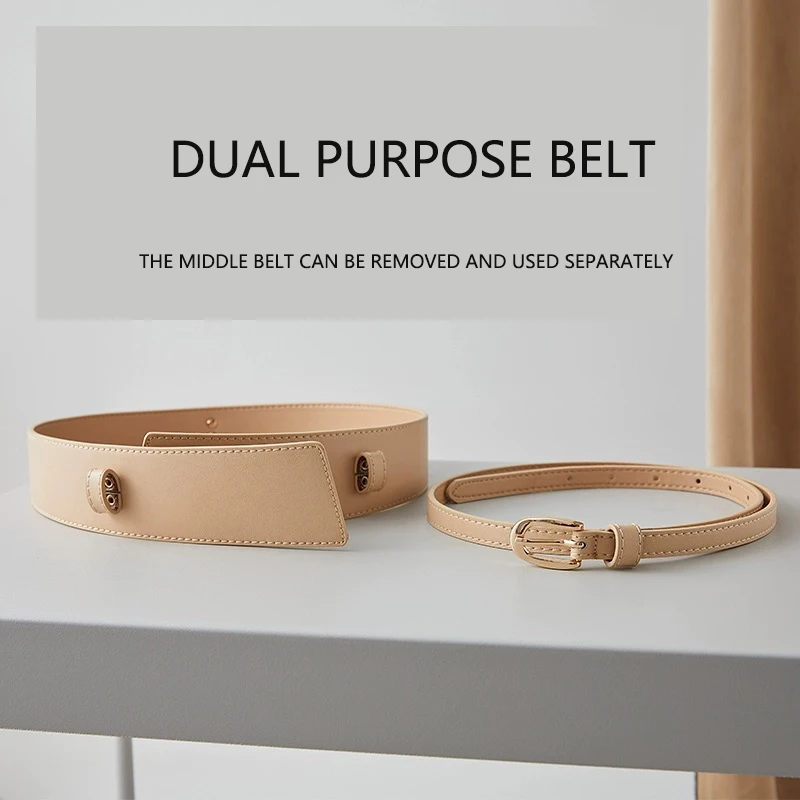 

Dual -use Trendy Pin Buckle Wide Belt High Quality Knot Soft Leather Waistband Female Waist Wide Coat Corset Belt Cummerbunds