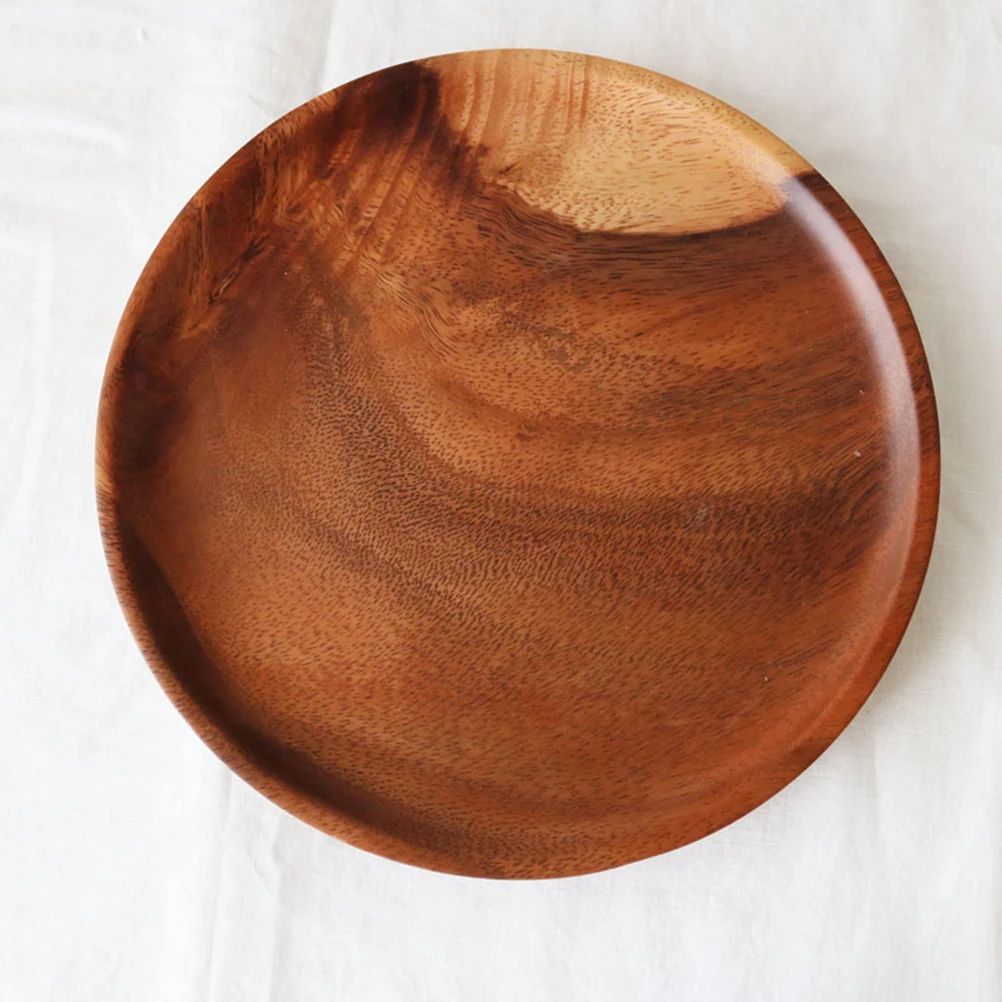 

Wooden Round Tray Fruit Plate Bread Tray Snack Dessert Small Dishes Saucer Serving Plate Kitchen Bar Accessories Food Drink
