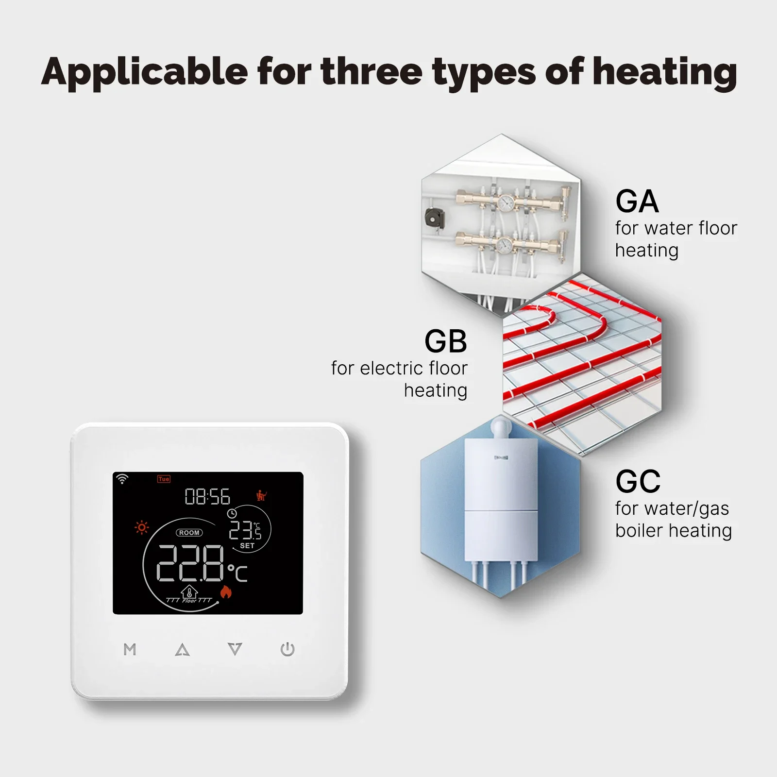 Imagem -02 - Controlador de Temperatura do Quarto Água Elétrico Aquecimento de Piso Caldeira a Gás Controle de Aplicativos Trabalhar com Alexa Google Home