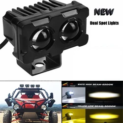 Newest Double LED Mini Driving Light Fog Light Dual Color for Motorcycle Headlight MDL Car