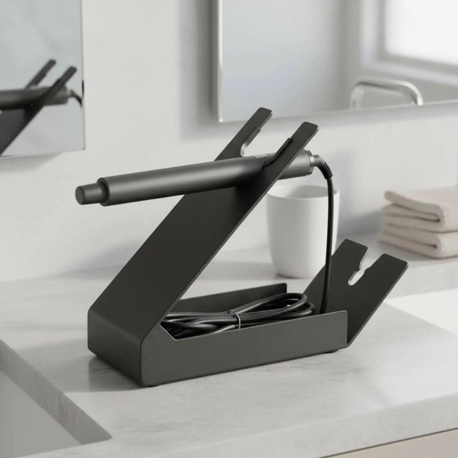 Universal Blow Dryer Stand Sturdy Hair Dryer Holder with Built in Storage Tray for Salon Professional Styling Tools