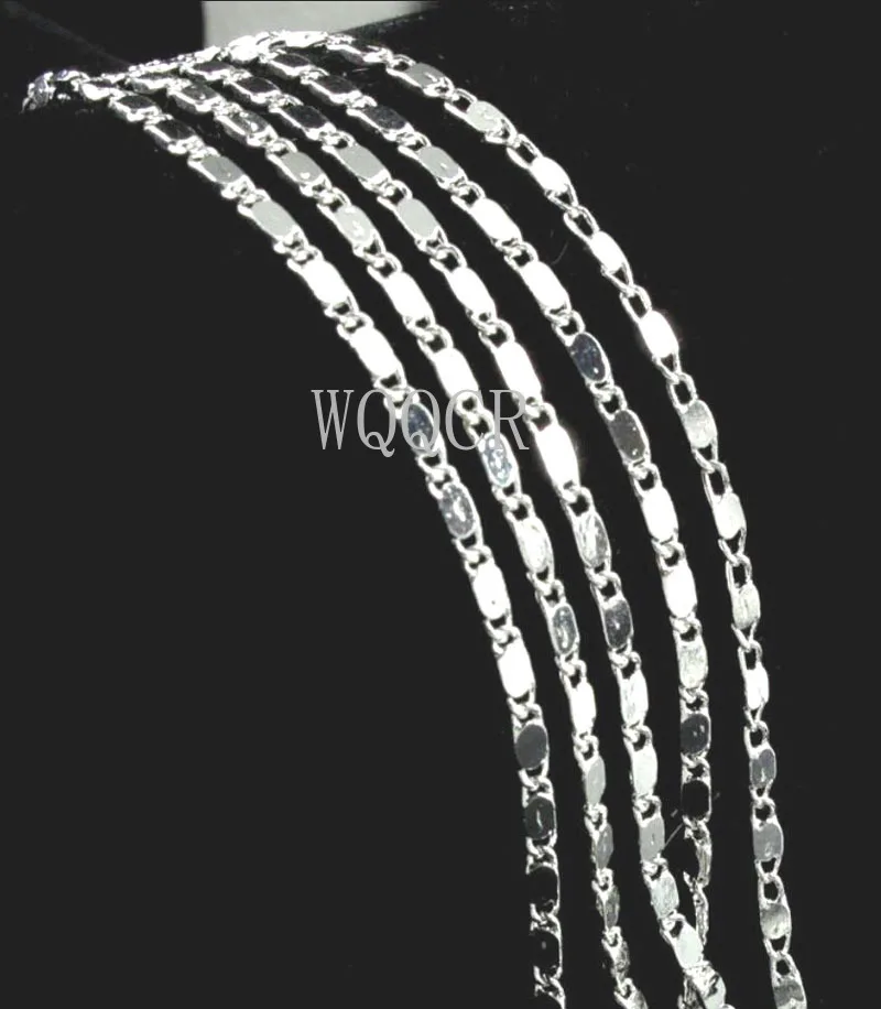 1PCS Woman Fine Jewelry 925 Silver 1.9MM Smooth Chain Necklace Charm Silver Necklace 16