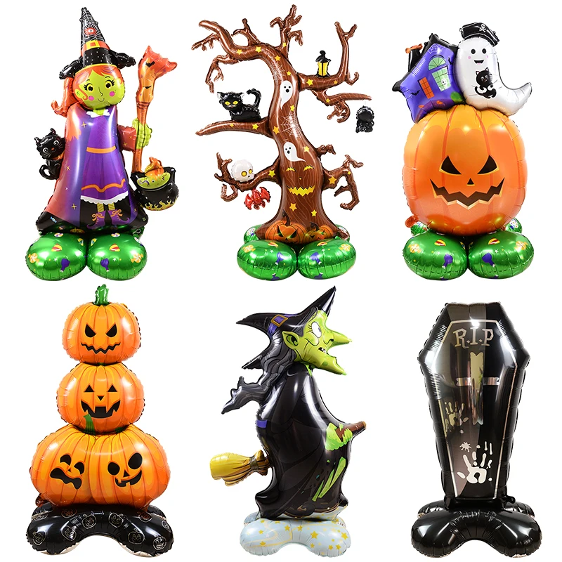 Halloween Pumpkin Ghost Tree Foil Balloons Giant Standing Balloon Halloween Party Decoration Supplies Kids Favors Inflatable Toy