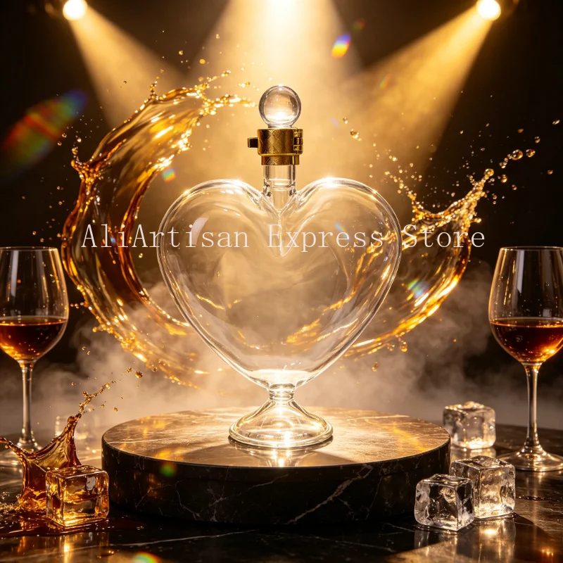 Heart‑Shaped Empty Wine Decanter Creative Borosilicate Glass Bottle Sealed Transparent Dispenser Craft Home Bar Decor