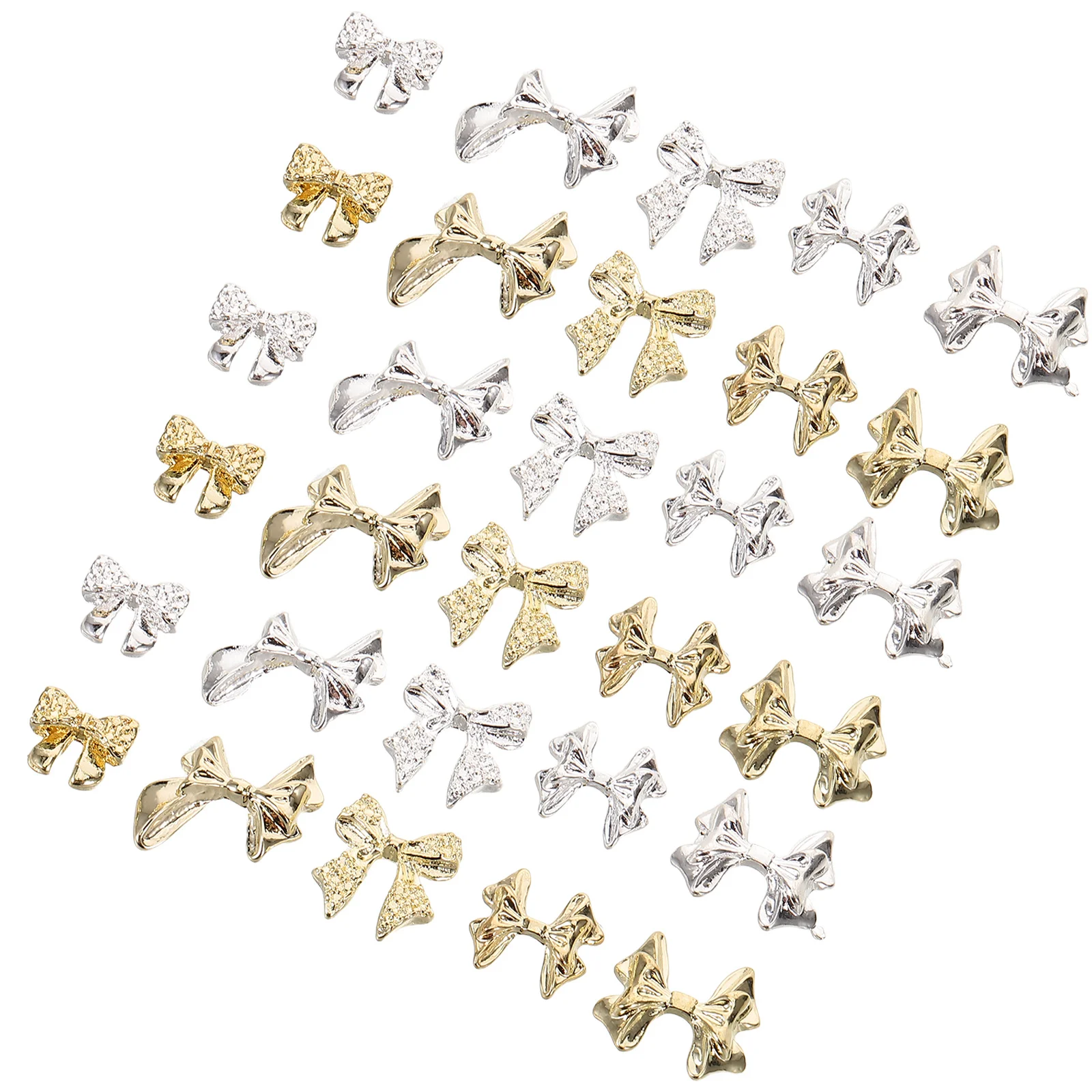 100pcs Bow Knot Nail Art Charms Shiny 3D Metal Manicure Decorations For Women Diy Nail Design Embellishments