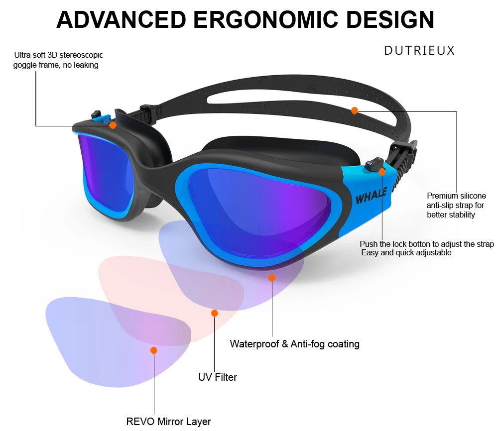 New Adult Anti-Fog UV Protection Lens Men Women Swimming Goggles Suitable for Adults Waterproof Adjustable Silicone Swim Glasses