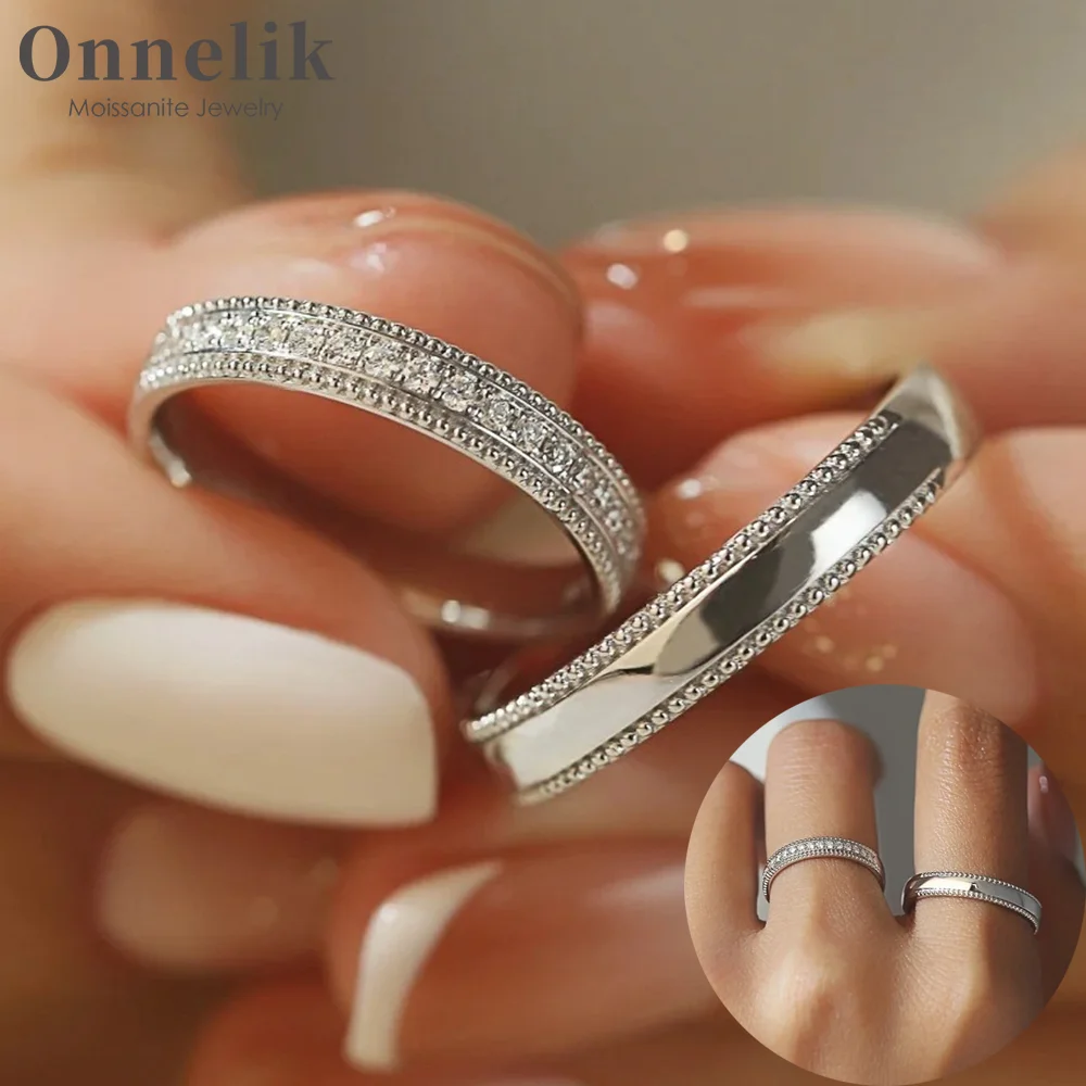 

Onnelik D VVS1 Moissanite Couple's Ring S925 Sterling Silver for Women Wife Girlfriend Wedding Band Stacked Fine Jewelry Gifts