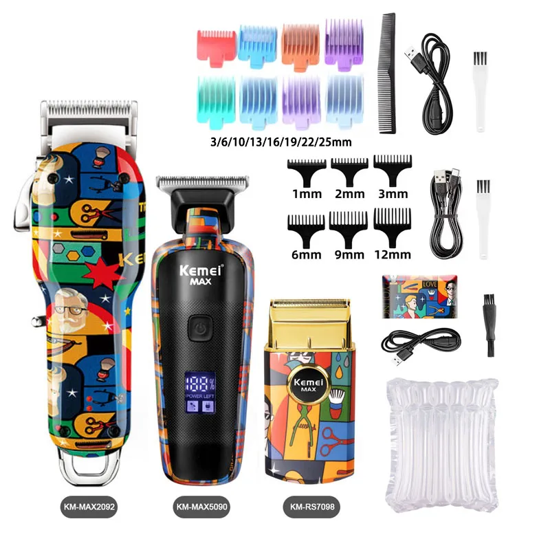 Kemei Oplaadbare Graffiti Patroon Elektrische Tondeuse Professionele Kapper Trimmer Man Scheerapparaat Km-MAX2092 KM-MAX5090 KM-RS7098