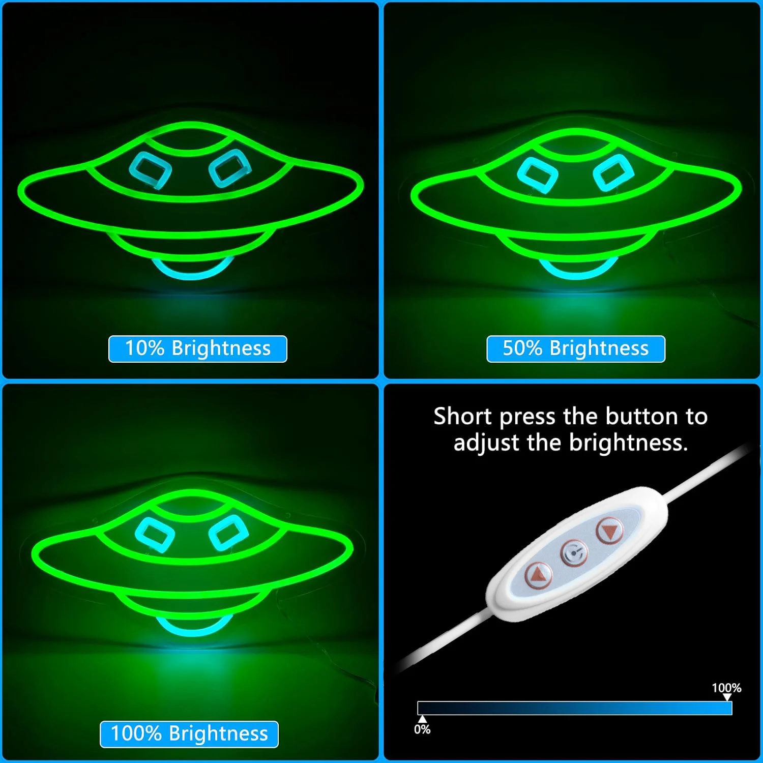 ضوء نيون LED UFO - يعمل بمنفذ USB، مع خافت، سطوع قابل للتعديل، مثالي لغرف الألعاب والمكاتب وديكور الخيال العلمي #4