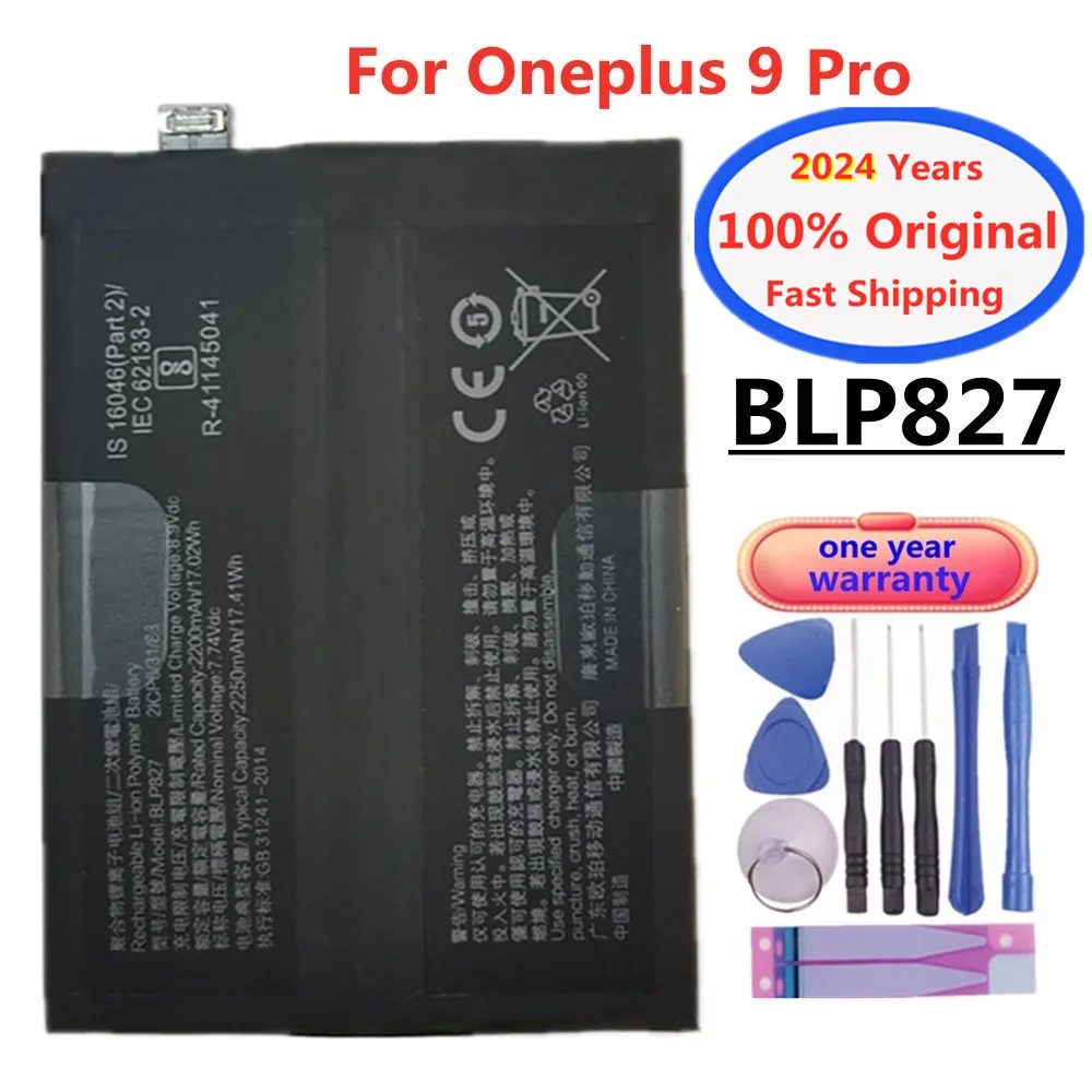 

2024 Years 1+ One Plus 9 Pro Original Battery For OnePlus 9 Pro 9Pro BLP827 4500mAh Capacity Phone Batteries Battery + Tools