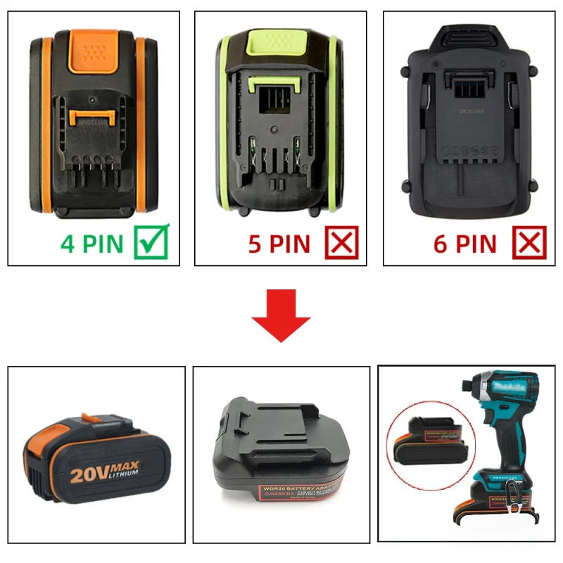 4 Pin 18V Converter Battery for Vickers Orange High Quality Long Endurance Environmental Protection Lithium Battery